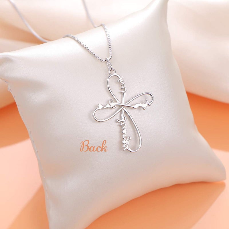 Yearace Cross Necklace 925 Sterling Silver Infinity Faith Hope Love Strength Loop Cross Pendant Necklace Christian for Women, 18 inch - Image 5